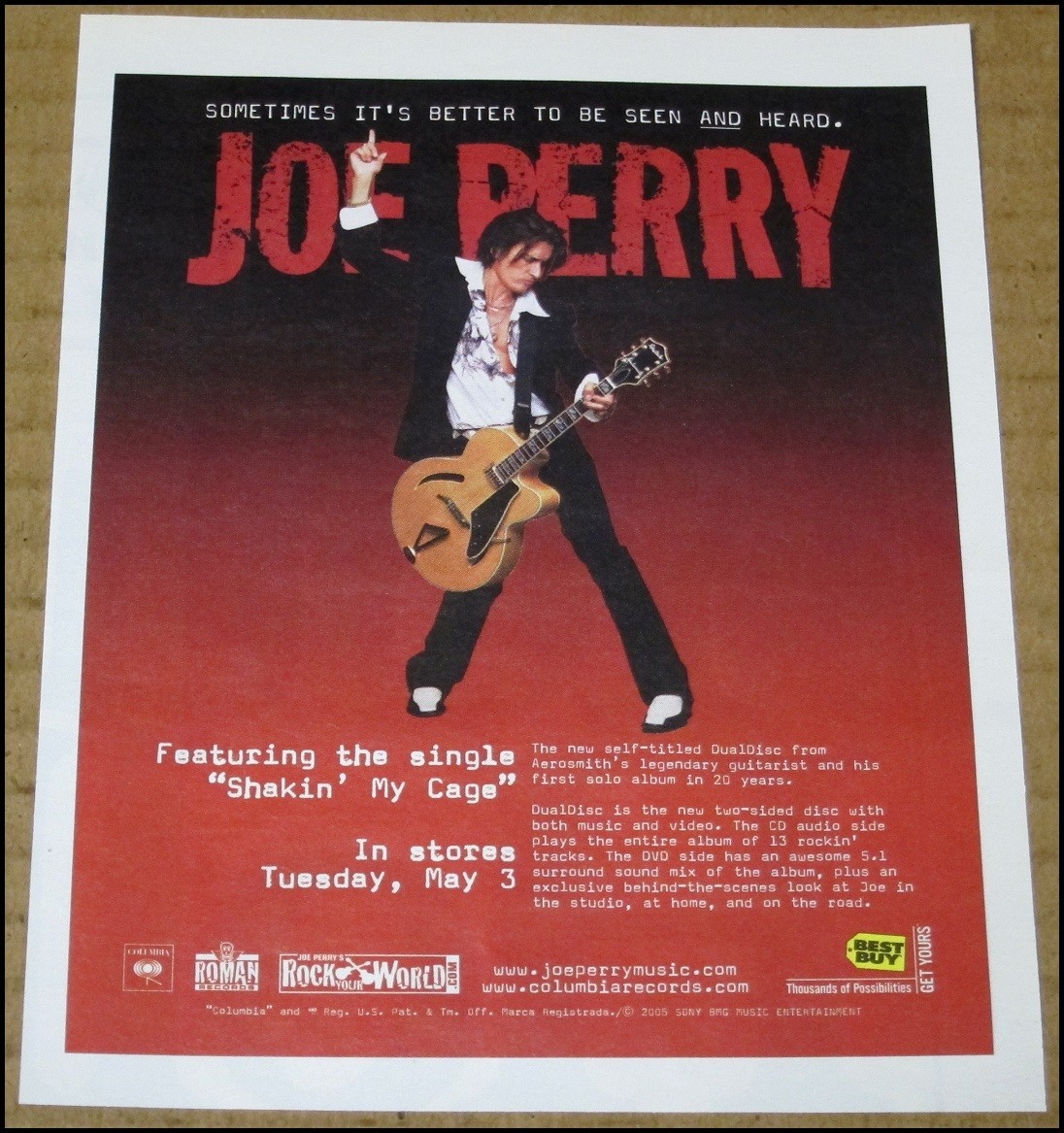 2005 Joe Perry Print Ad Solo Album Advertisement Clipping 4.75\
