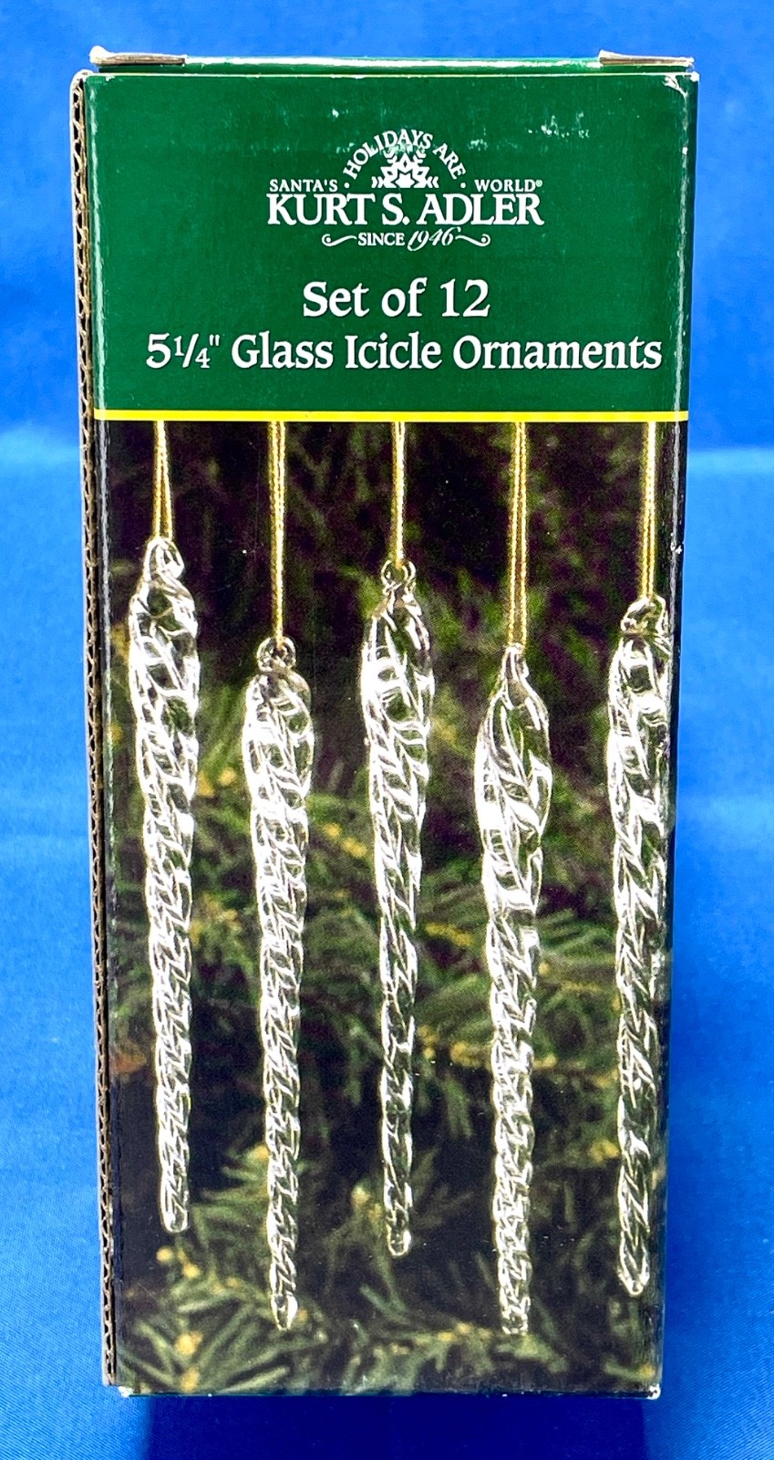 Kurt Adler Glass Icicle Ornament Set 12 Clear Twisted Crystal Style New