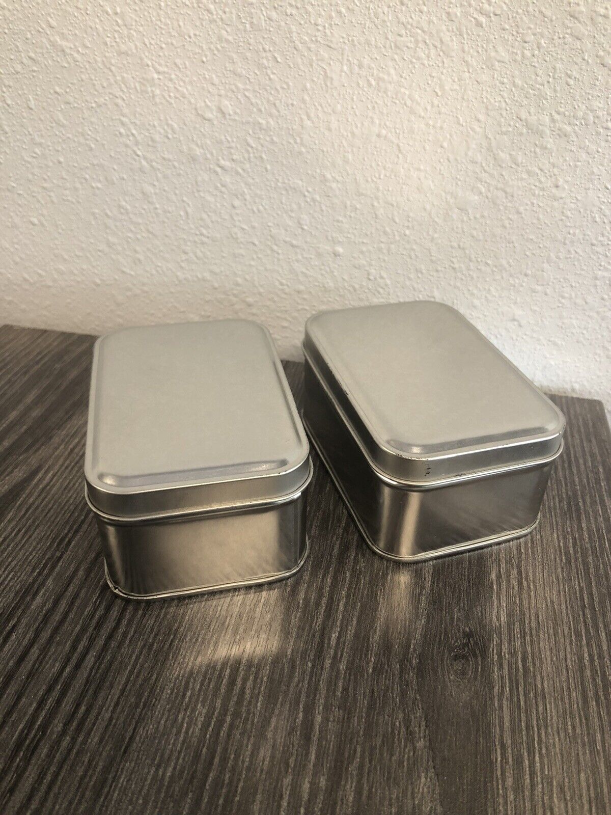 Small Metal Tin Stash Box/Sealed Ash Tray  *2 Pack with Silver Lid*