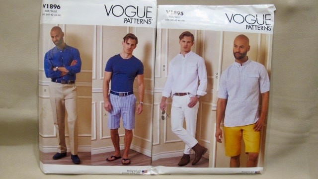 VOGUE LOT 2 MEN\'S PATTERNS -SHIRTS, SHORTS, PANTS- UNCUT SIZE 40-46