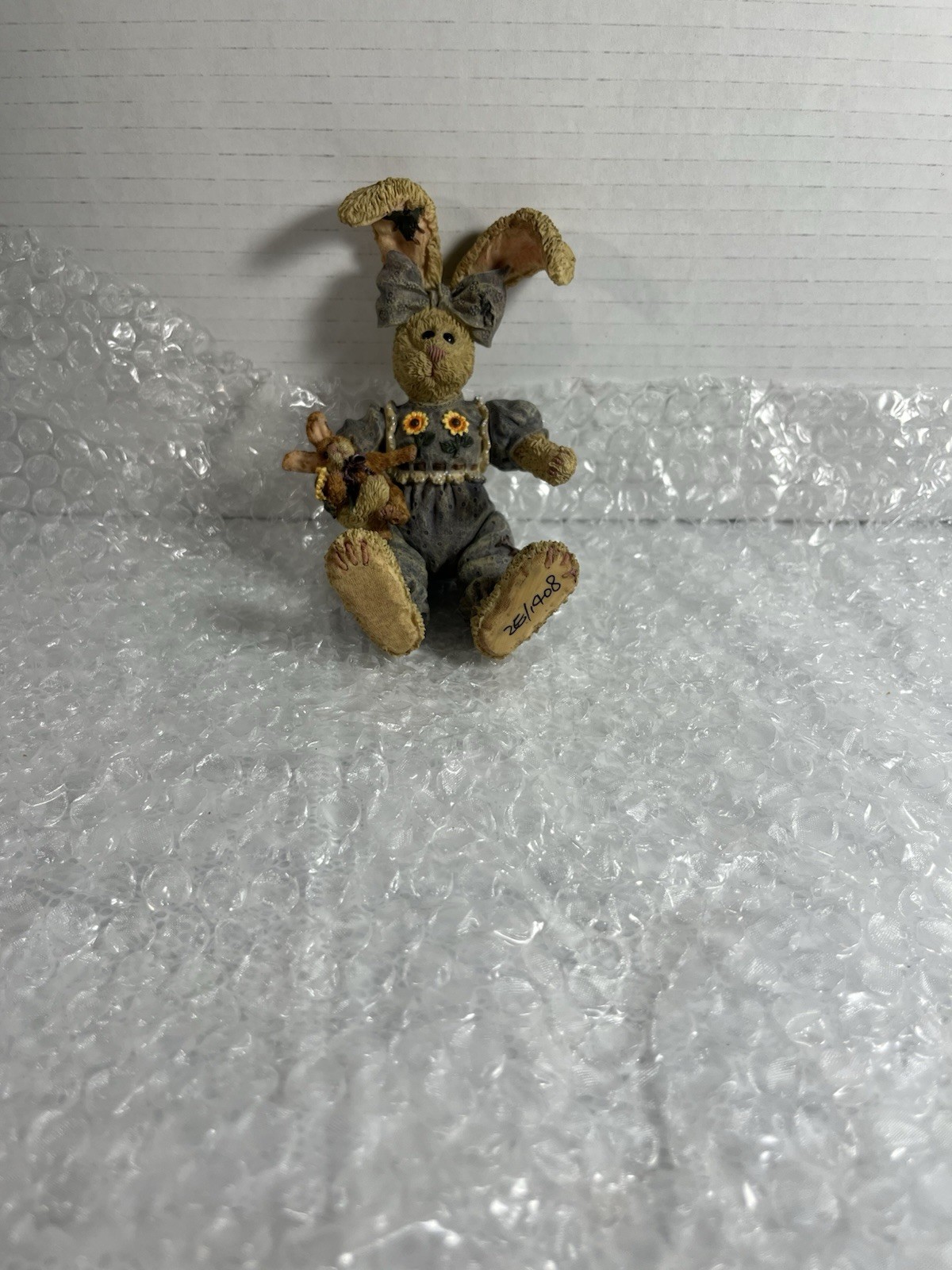 Jointed Bunny Rabbit Figurine Poseable Resin Doll Sunflower Dress New