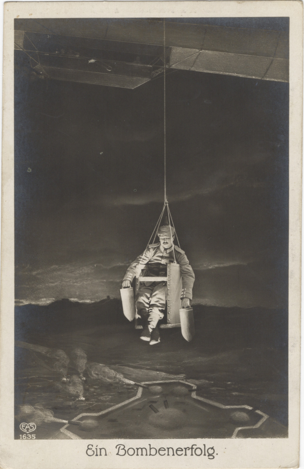 WWI 1915 German Ein Bombenerfolg Satirical Aviation Postcard Postally Used