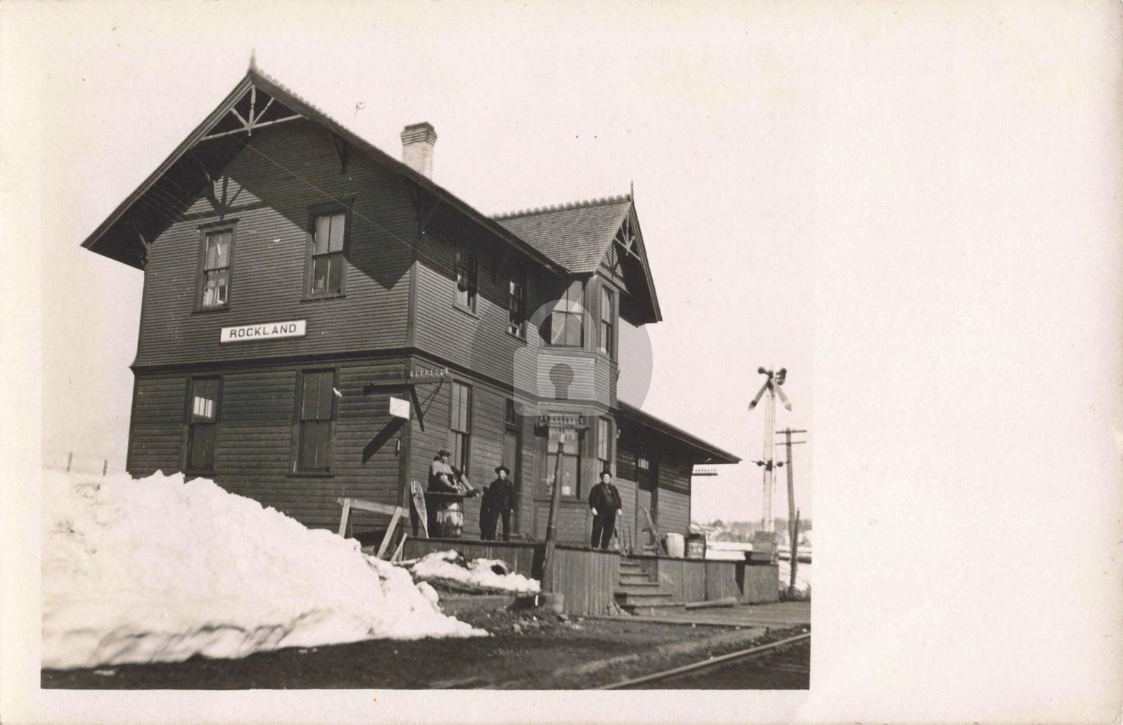 Railroad Station, Rockland MI Michigan #2 RPPC Photo Postcard COPY