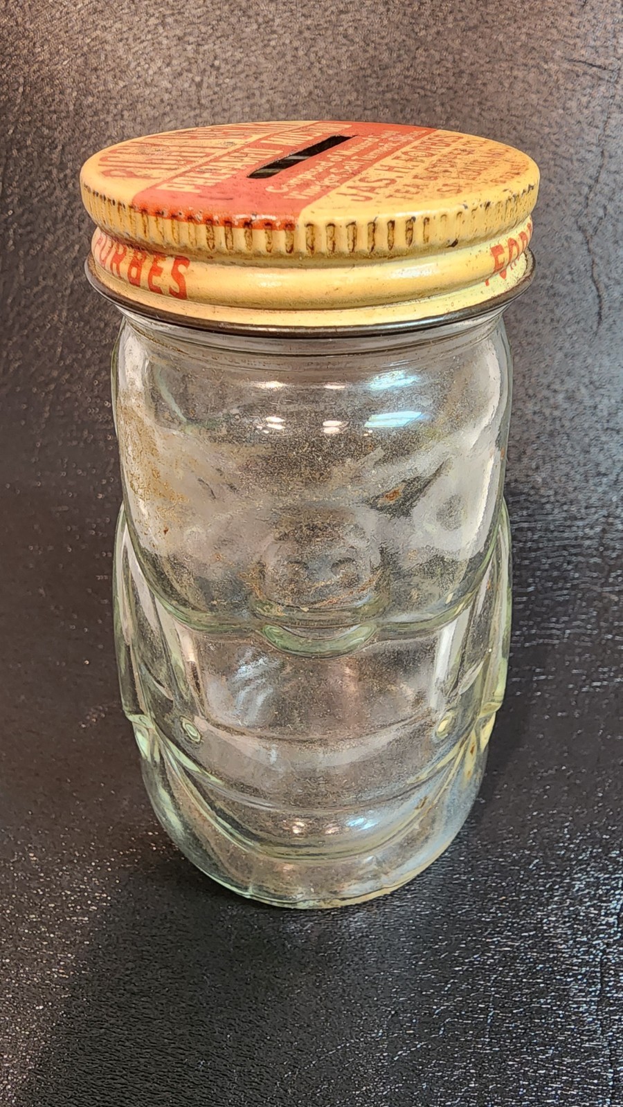 Vintage Jas H Forbes Hazel Atlas Glass Piggy Bank Prepared Mustard Jar Coin Bank Vintage Jas H Forbes Hazel Atlas Glass Piggy Bank Prepared Mustard Jar Coin Bank