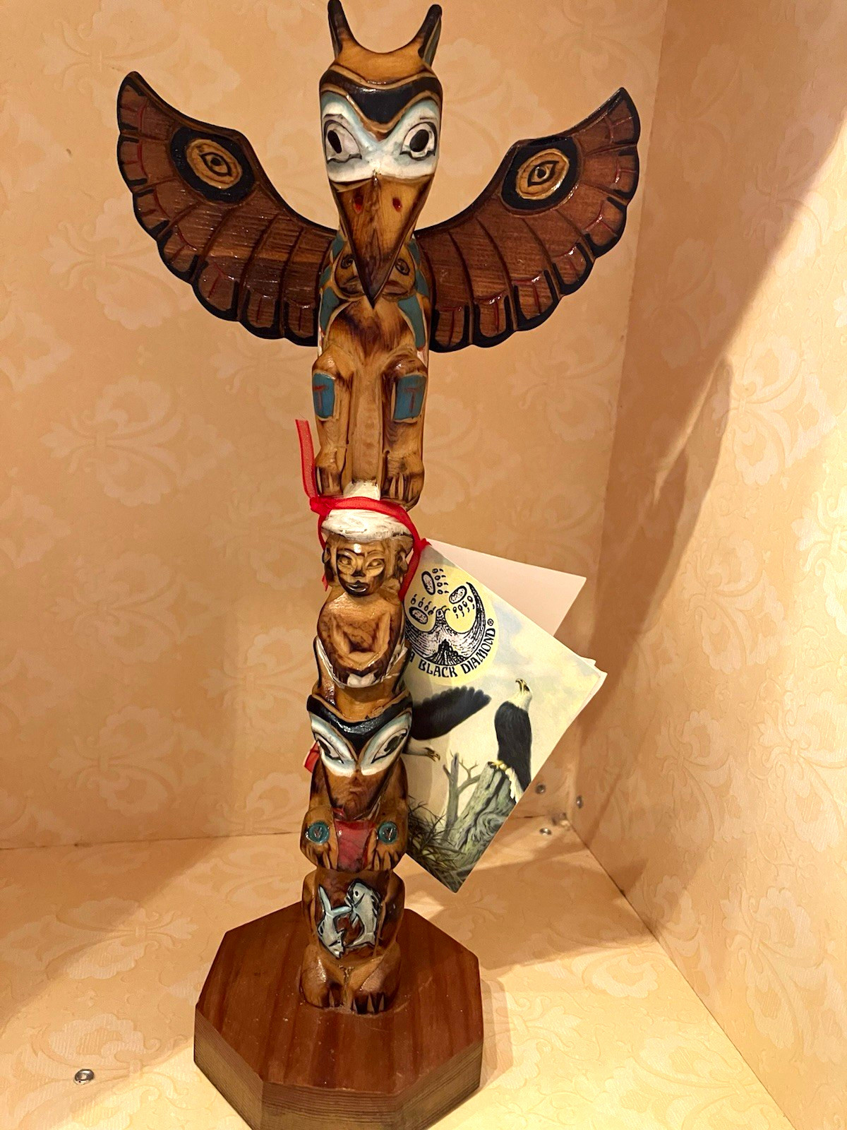 Alaska Black Diamond 10” totem pole handmade signed Ray Moore 