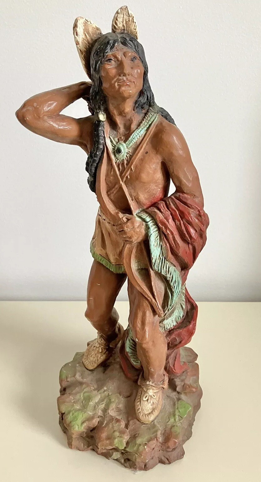 Unique Find 1976 Vintage Native American Indian Warrior Statue 14\