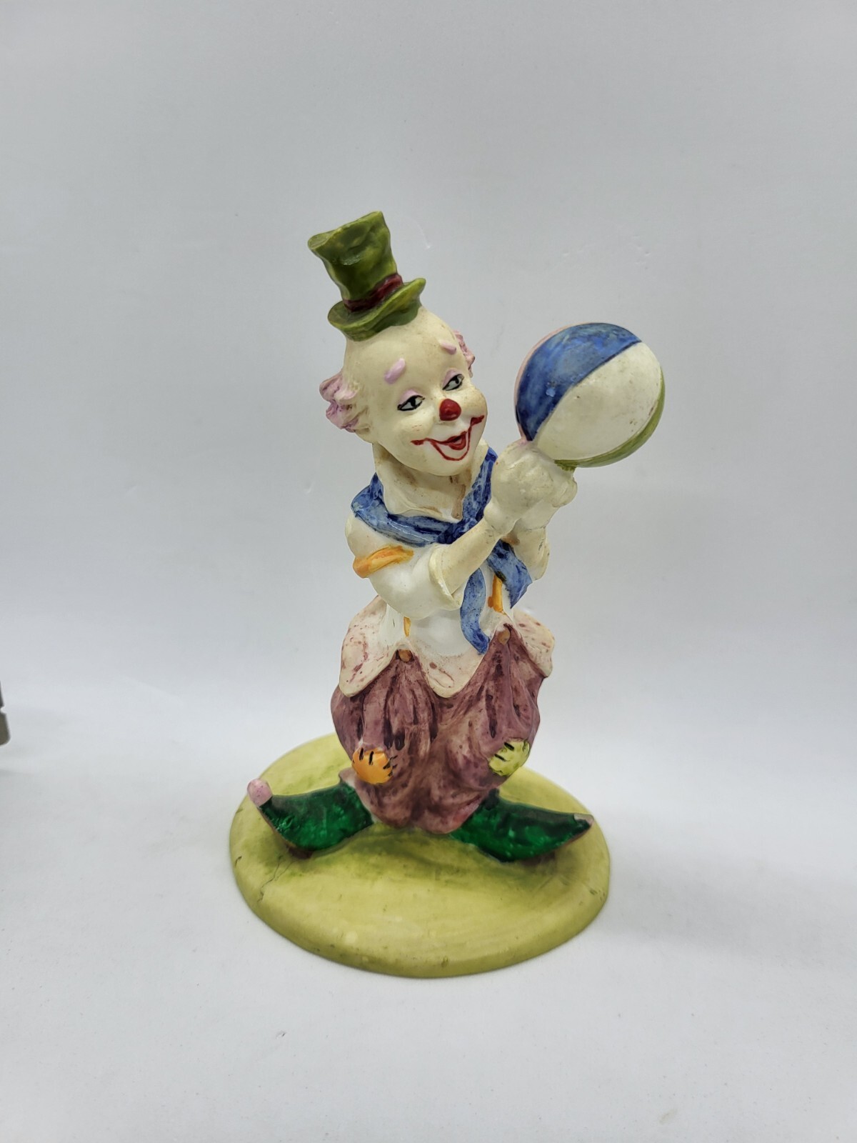 Vintage Davar Leonardo Signed Clown At Beach With Ball