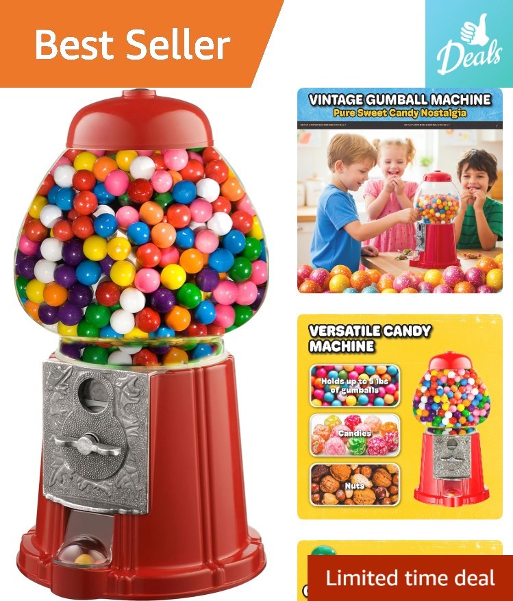 Retro 11-Inch Red Gumball Machine - Classic Coin-Operated Treat Dispenser