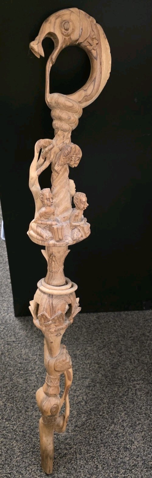 African Hand Carved Wood Tribal Staff Sculpture 36