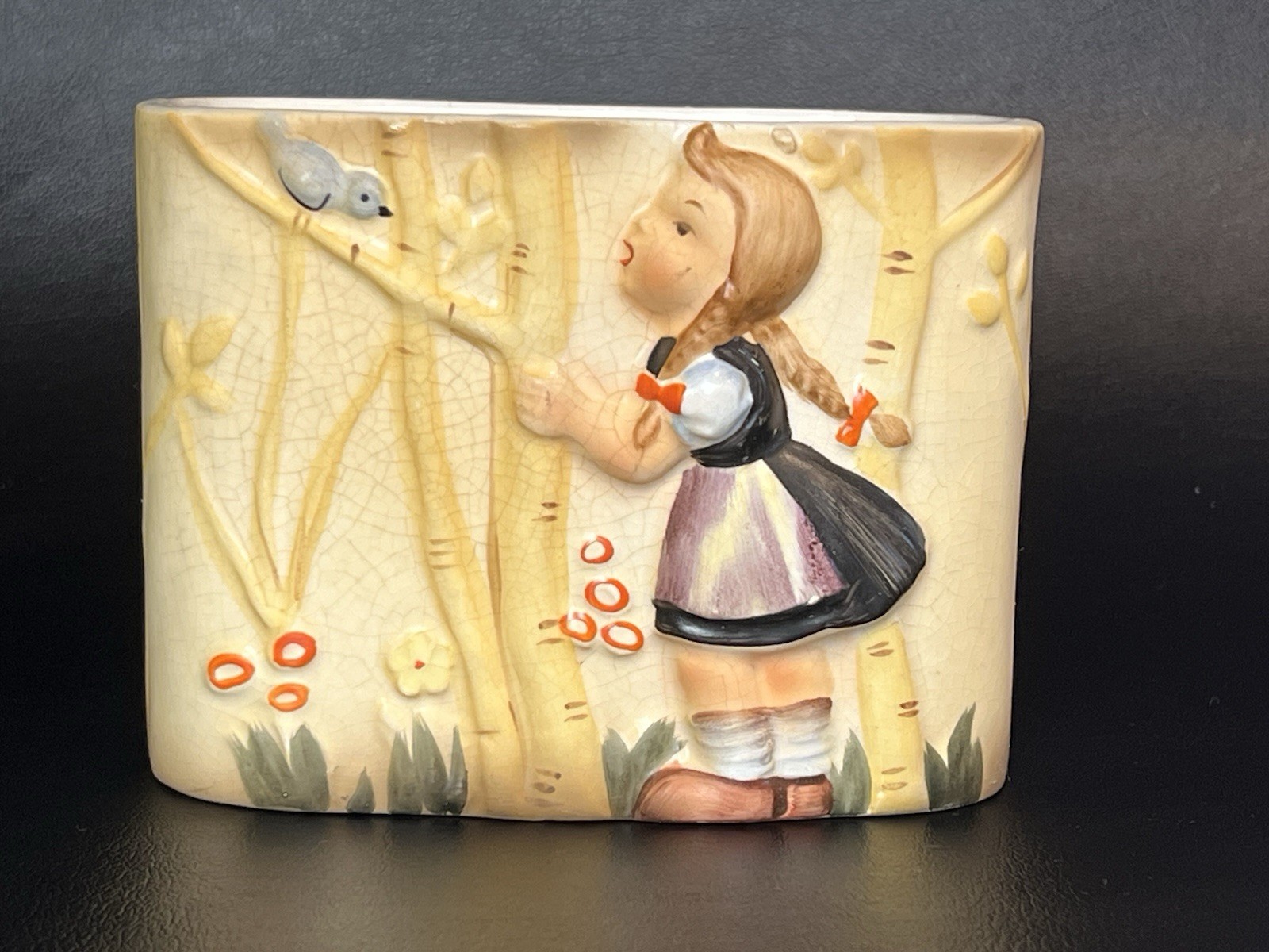 Vintage Lefton Style Tweet Tweet Planter Vase Girl In Tree Bird SH 720