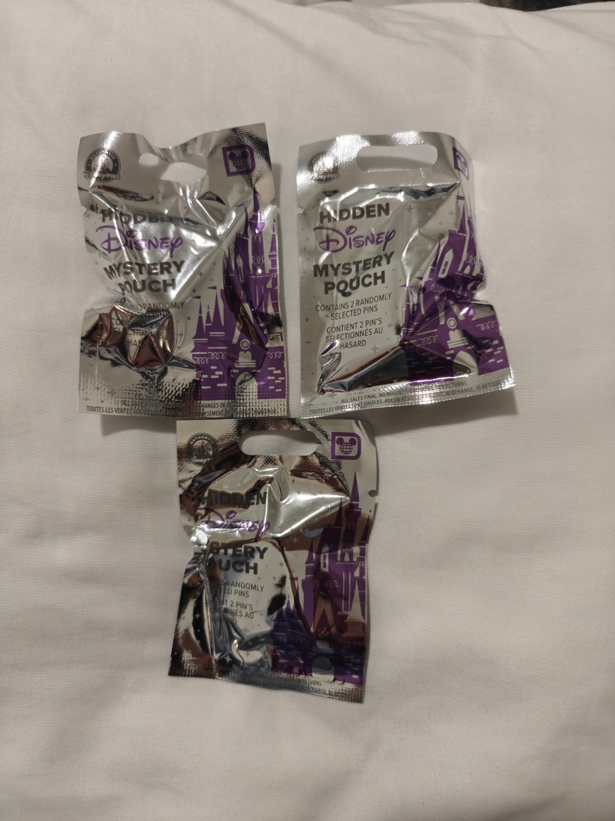 Lot of 3 Disney Parks 2026/2027 Hidden Disney Mystery Pouch Wave B Purple Castle