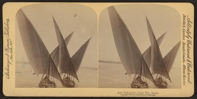Photo:Upper Nile Egypt Arab Dahabeahs Sailboats 1896 Nile River