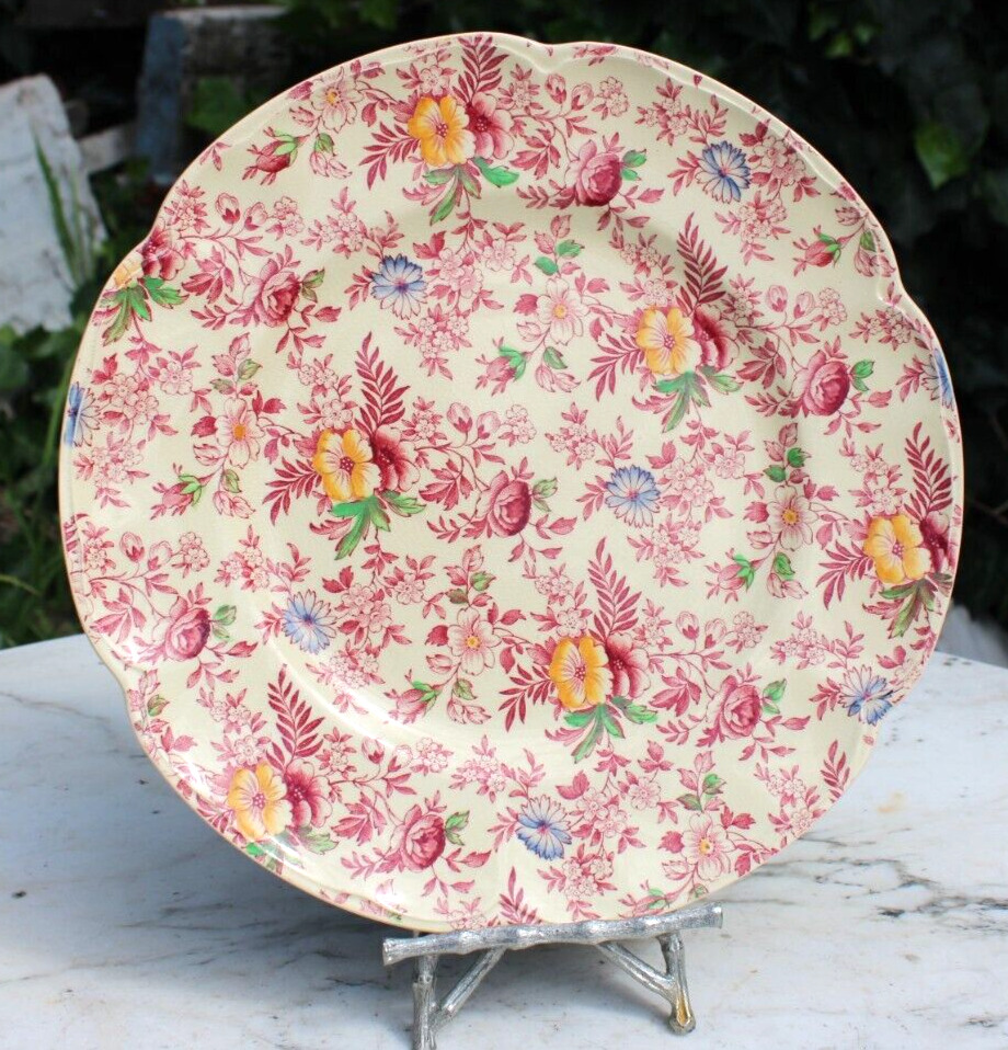Vintage Johnson Brothers Old English Chintz Pink Multicolor Dinner Plate