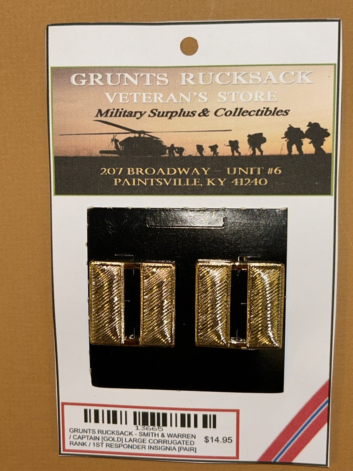 CAPTAIN CORRUGATED (REG) RANK 1 1/8 INCH / FIRST RESPONDERS ~ GOLD DRESS PAIR
