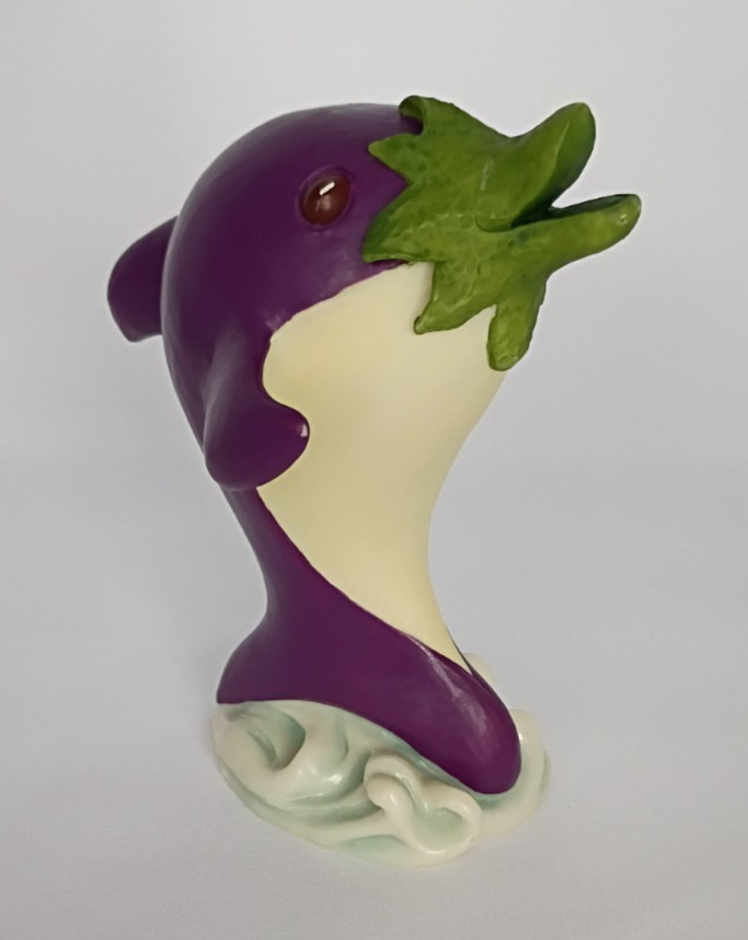 VTG Enesco Home Grown Collection Painted Resin Figurine Purple Eggplant Porpoise VTG Enesco Home Grown Collection Painted Resin Figurine Purple Eggplant Porpoise