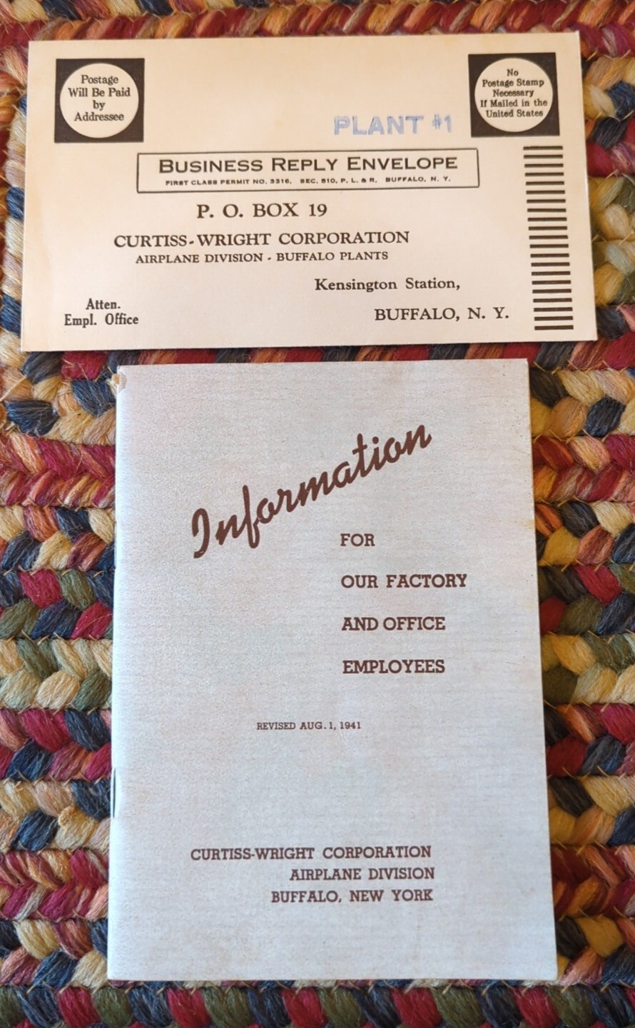 1940\'S VINTAGE CURTIS WRIGHT CORPORATION PLANE Factory Employee PAMPHLET Booklet 1940\'S VINTAGE CURTIS WRIGHT CORPORATION PLANE Factory Employee PAMPHLET Booklet