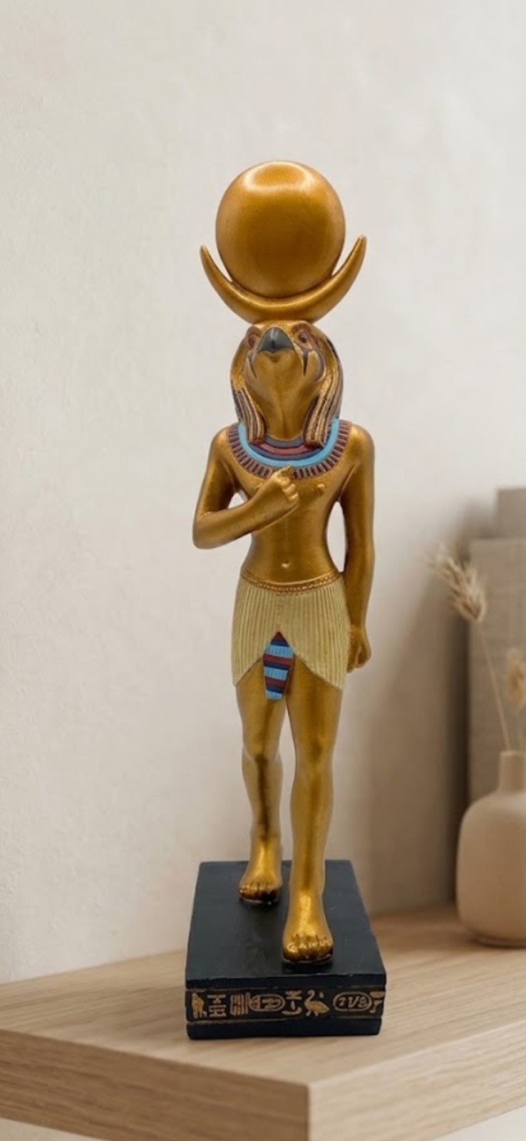 Veronese 2000 Egyptian Falcon God Khonsu Moon Disk Statue Figurine Replica Veronese 2000 Egyptian Falcon God Khonsu Moon Disk Statue Figurine Replica