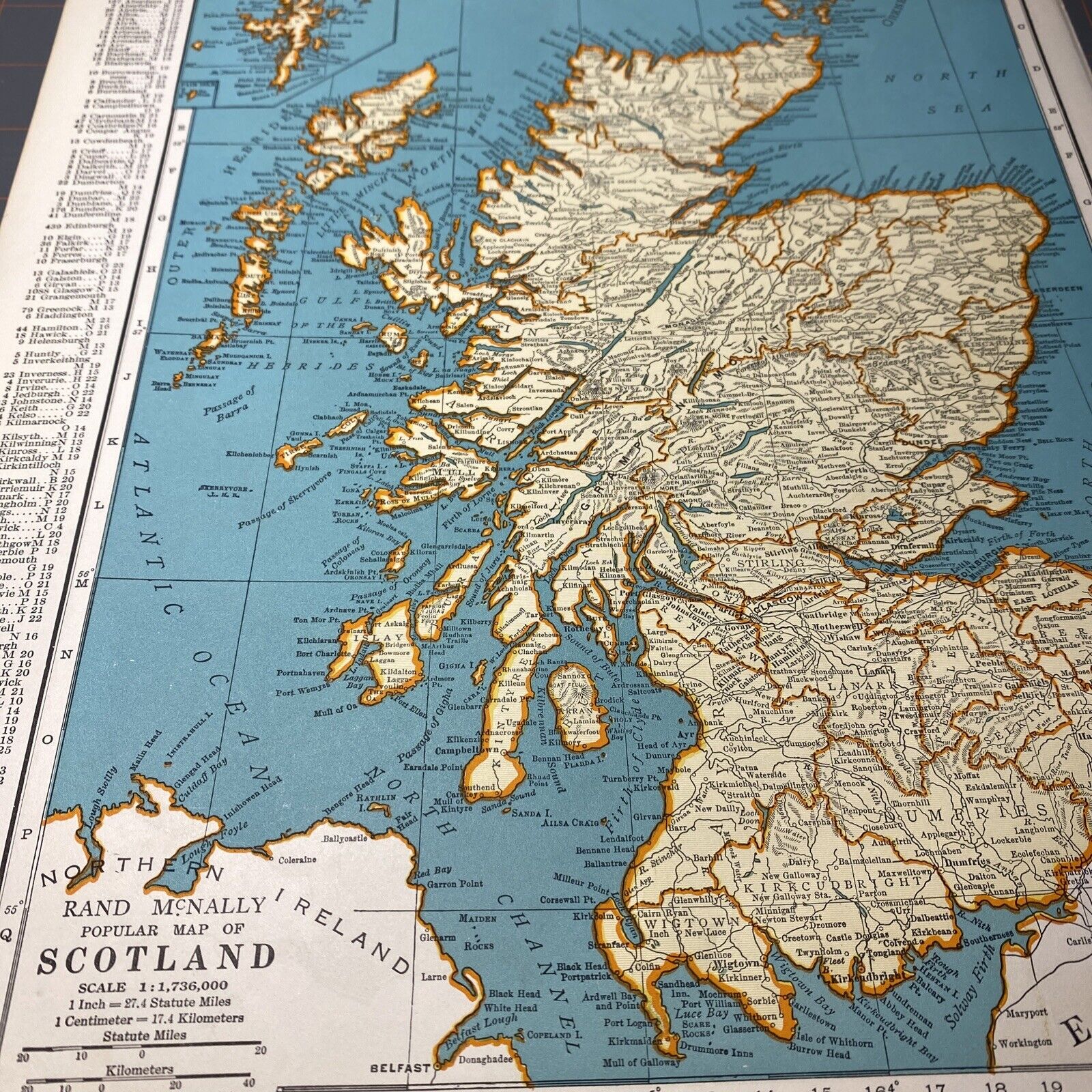 1940's Scotland atlas Map Vintage before end of WW2