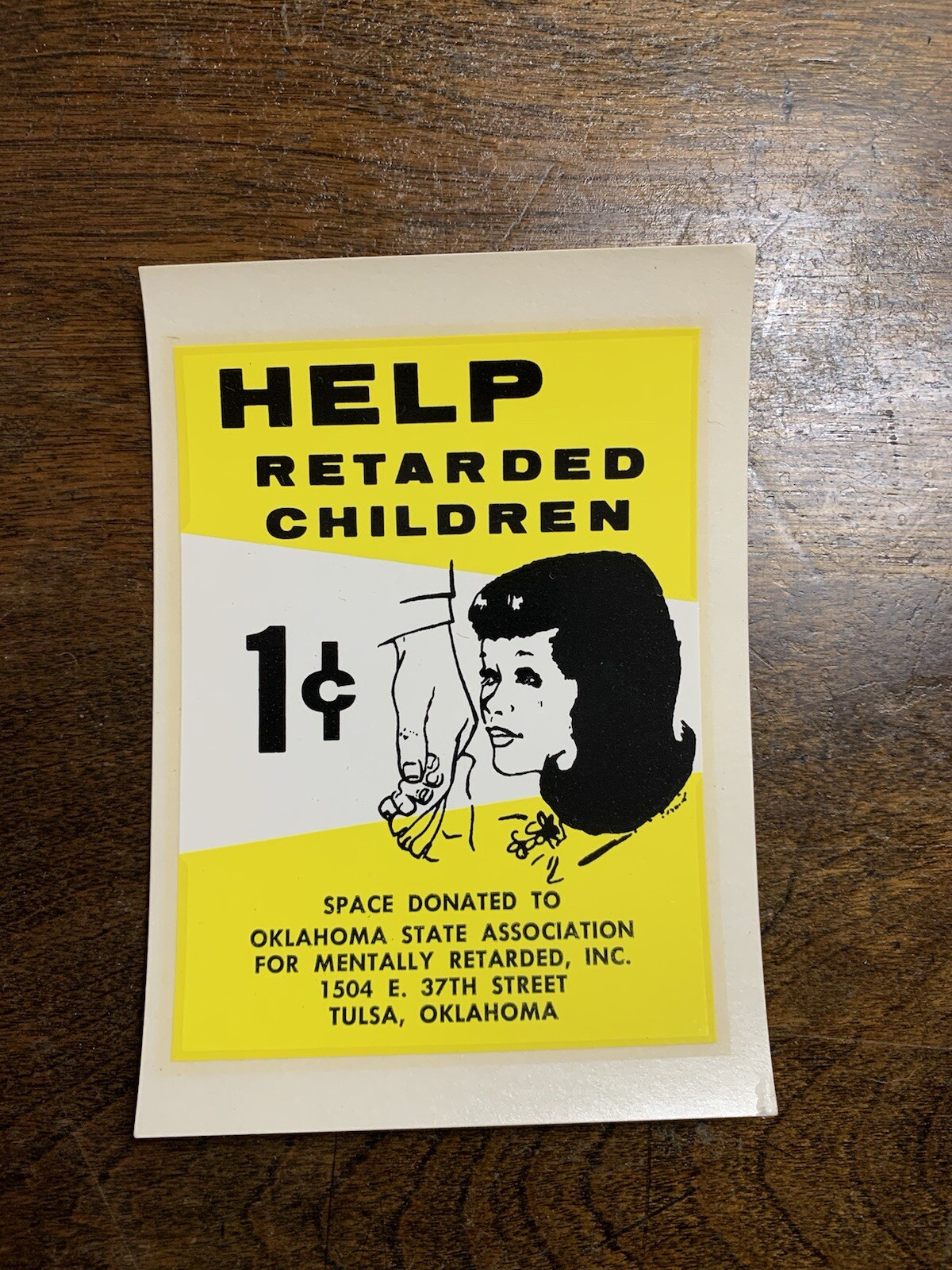 Vintage HELP RETARDED CHILDREN Gumball Coin Op Vending Water Transfer Decal