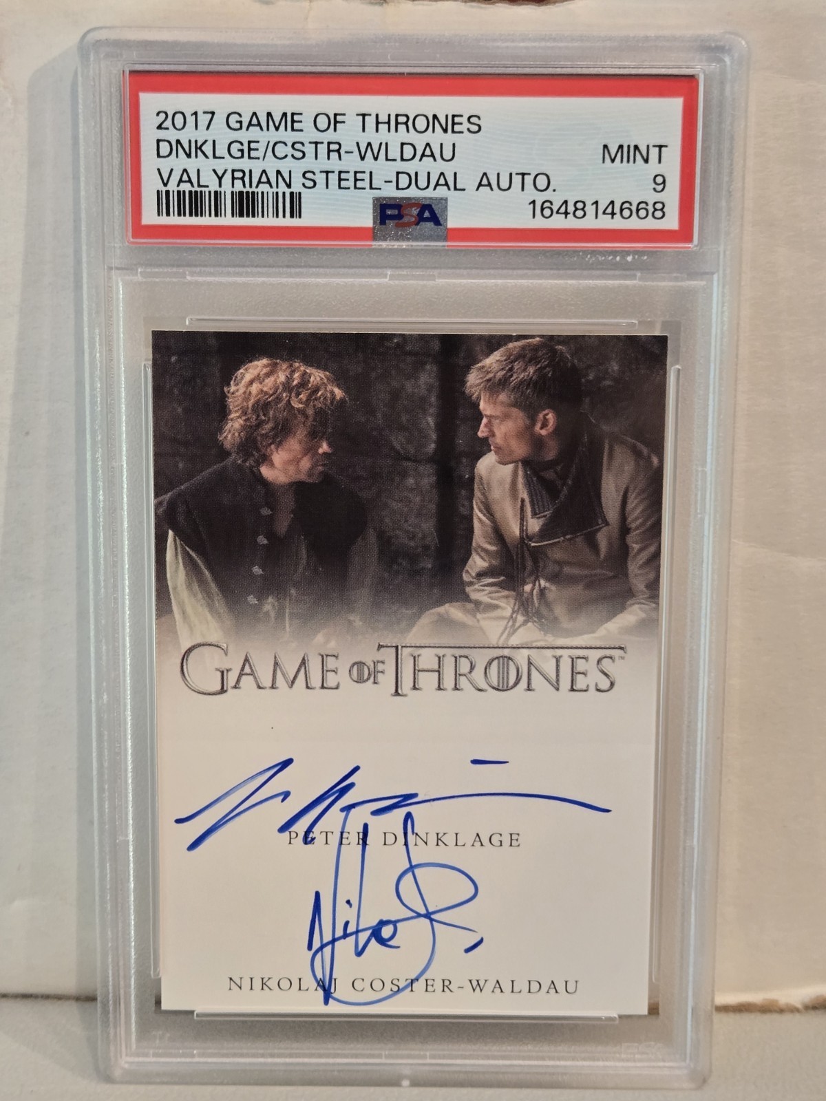 2017 Game of Thrones Valyrian Steel PETER DINKLAGE Dual Autograph Signature PSA
