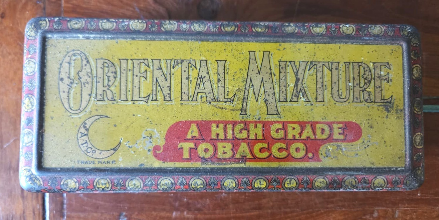 Antique Oriental Mixture Tobacco Tin American Eagle Tobacco Co NY Crescent Moon