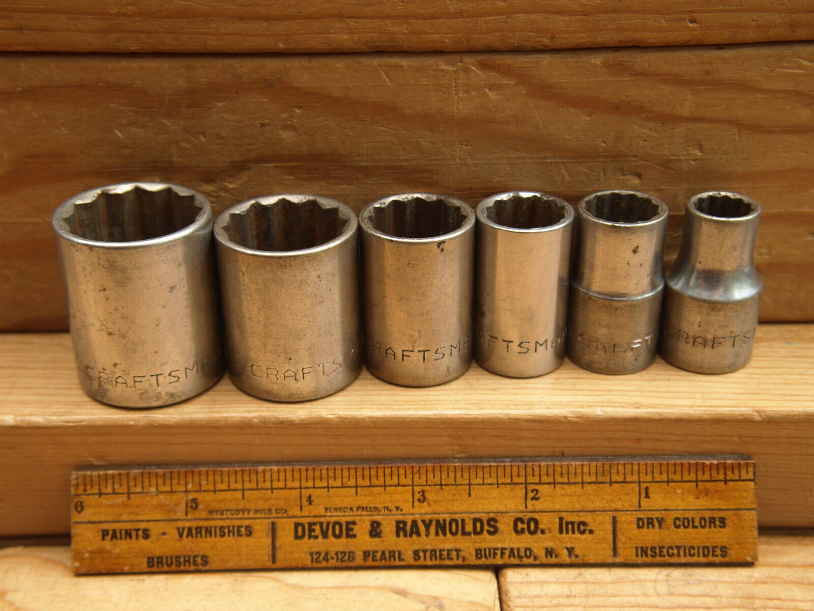 Craftsman Six (6) 1/2 Inch Square Drive Sockets 12-point =V= 1940s-1950s