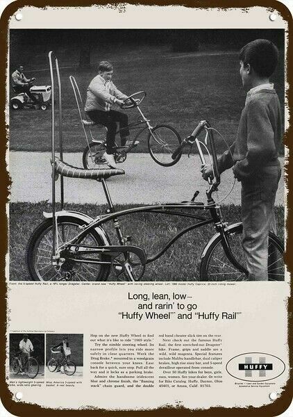 1968 HUFFY WHEEL & HUFFY RAIL BIKE Vintage Look DECORATIVE REPLICA METAL SIGN