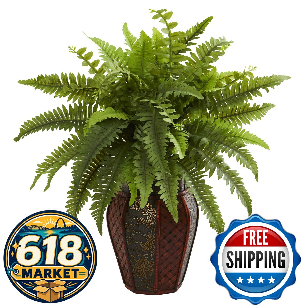 Nearly Natural Boston Fern Artificial Plant in Decorative Planter Nearly Natural Boston Fern Artificial Plant in Decorative Planter