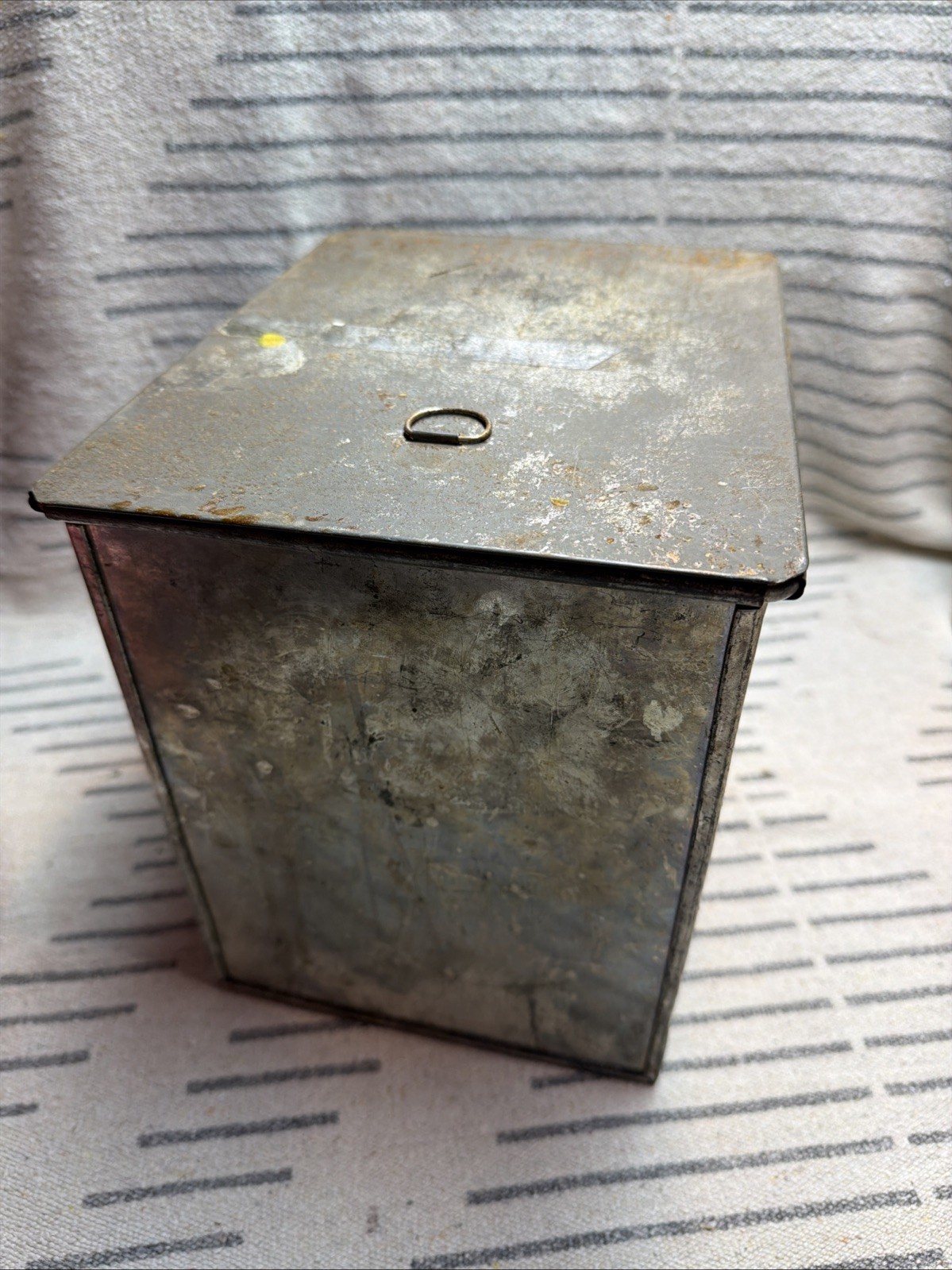 Vintage galvanized metal storage box With lid Hoosier Cabinet?