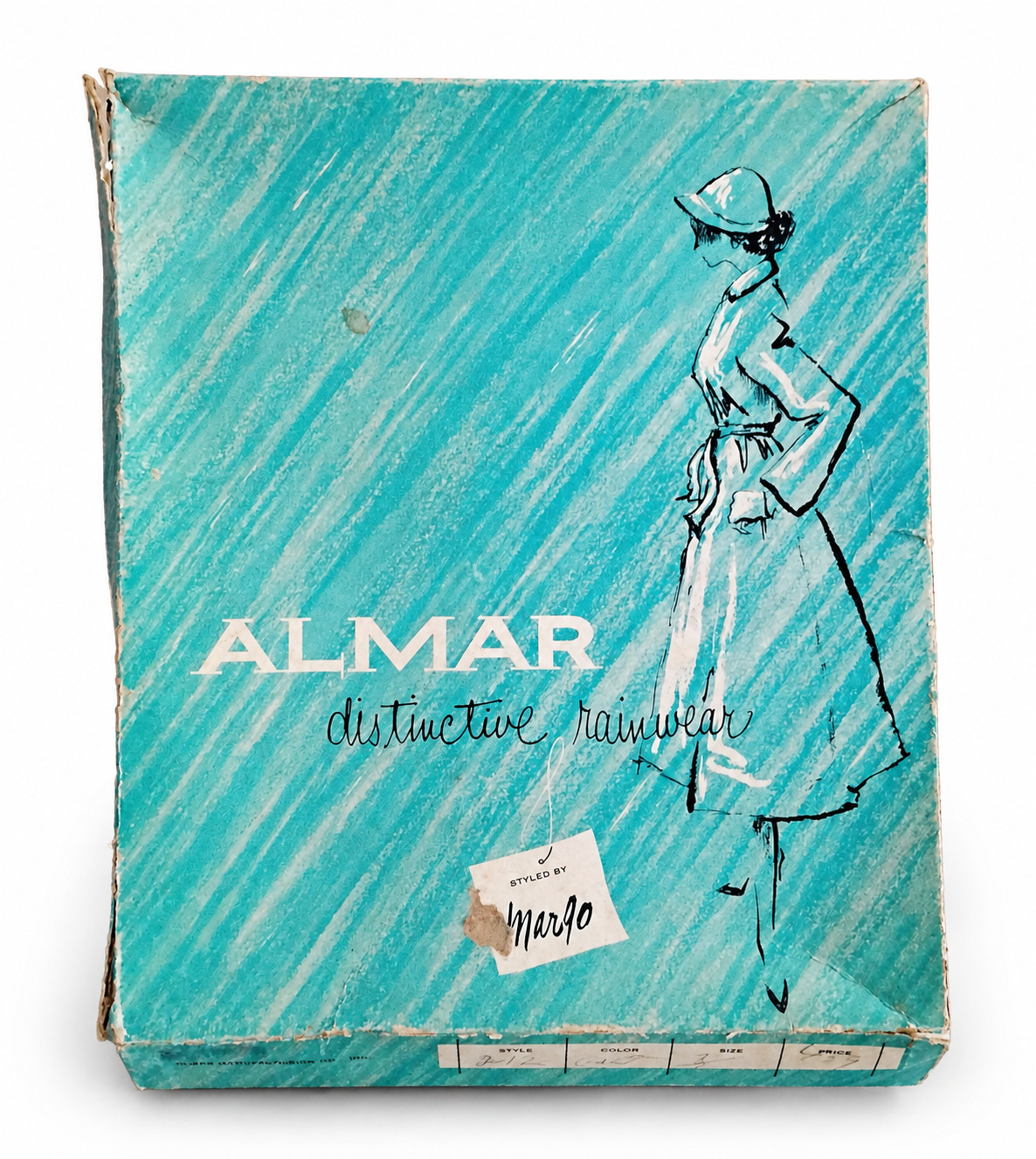 Vintage 1950s Almar Raincoat, Box  Only, Styled by Margo, Advertising