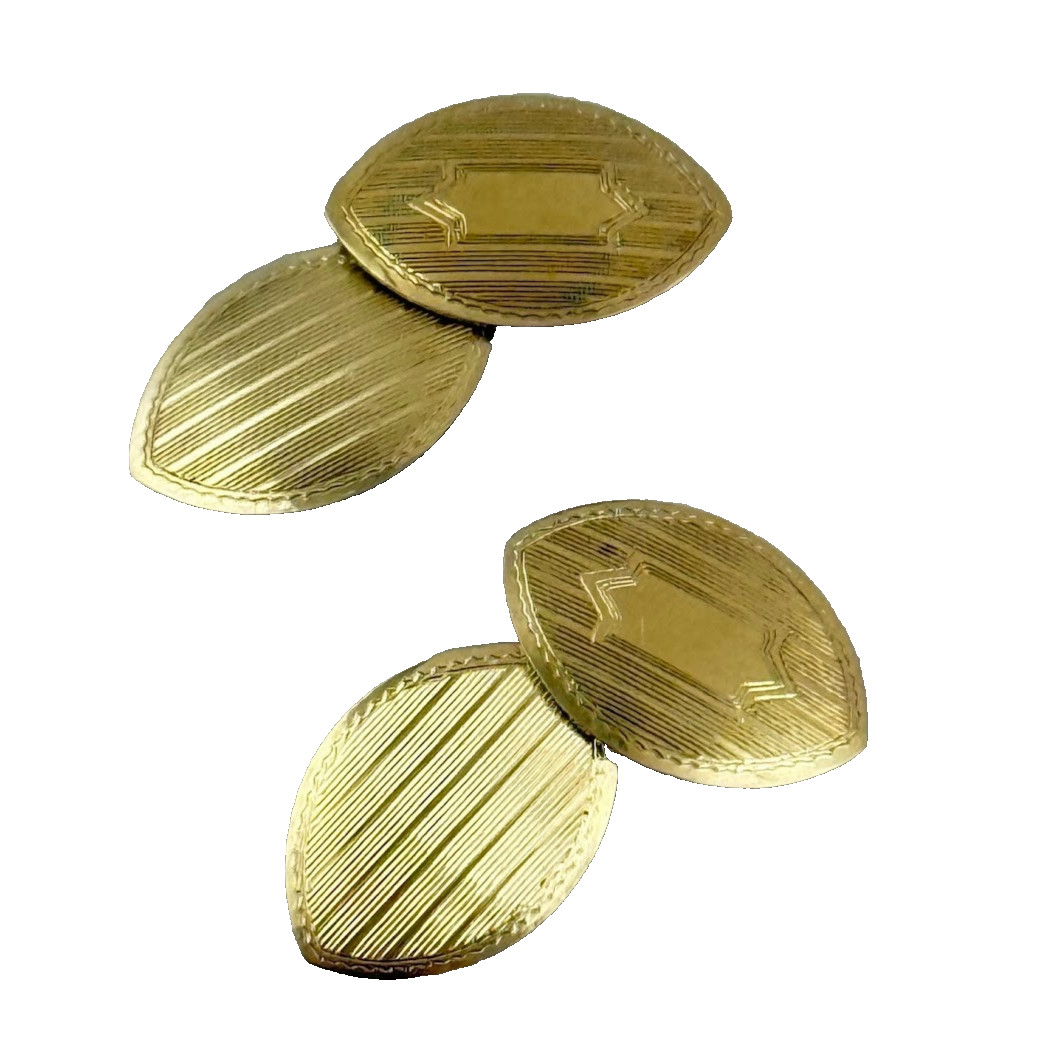 Vtg 8K Gold Art Deco Cufflinks Minimalist Oval Marked 333 Mens Jewelry