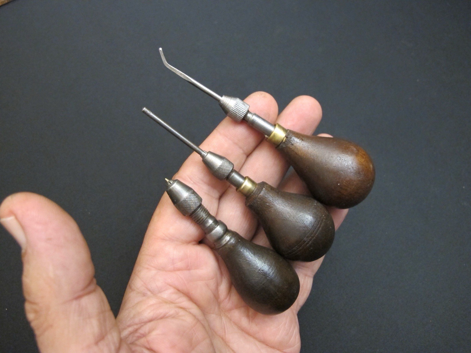 3 Old/Vtg Jewelers/Silversmithing Chasing/Engraving+3 Pin Vise Antique Rare Tool