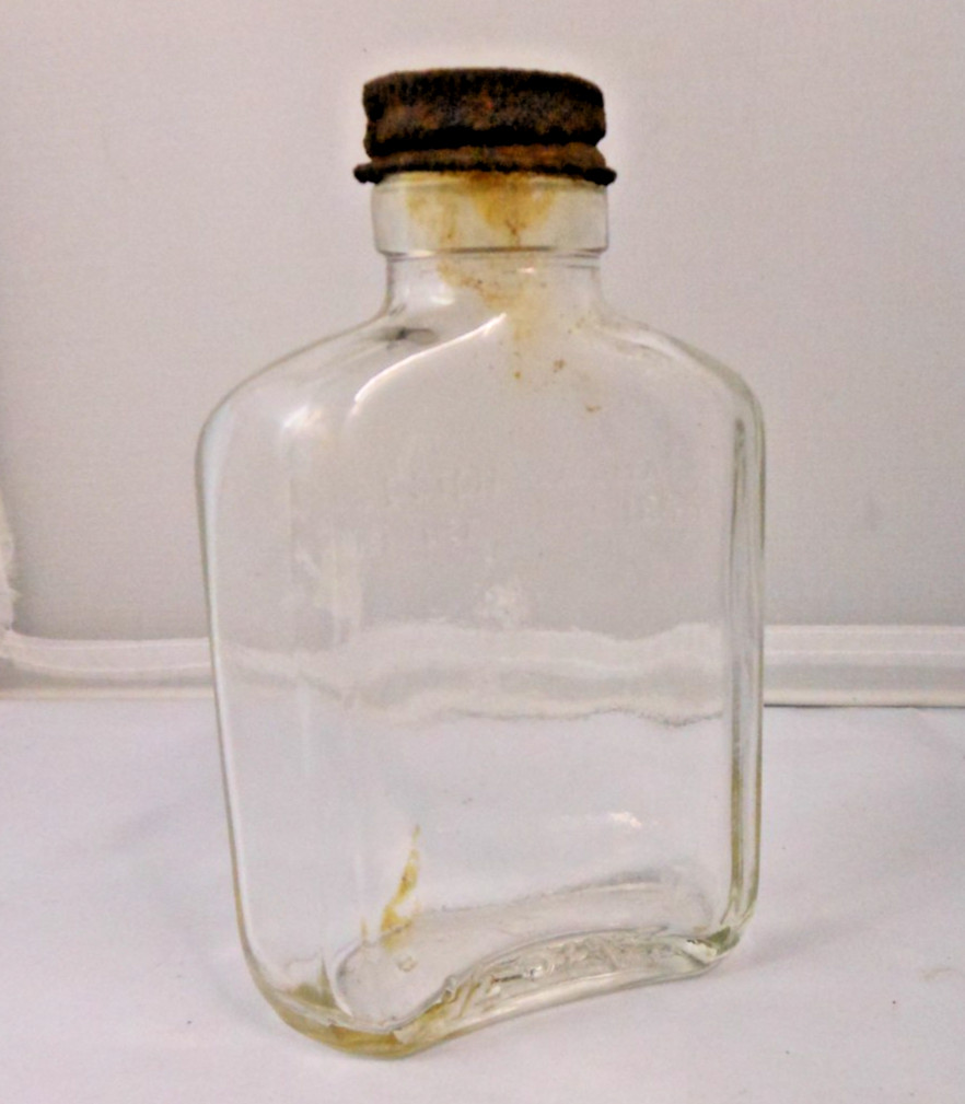 Antique S.S. Pierce Boston Half Pint Strap Flask Bottle Trade Mark 1868