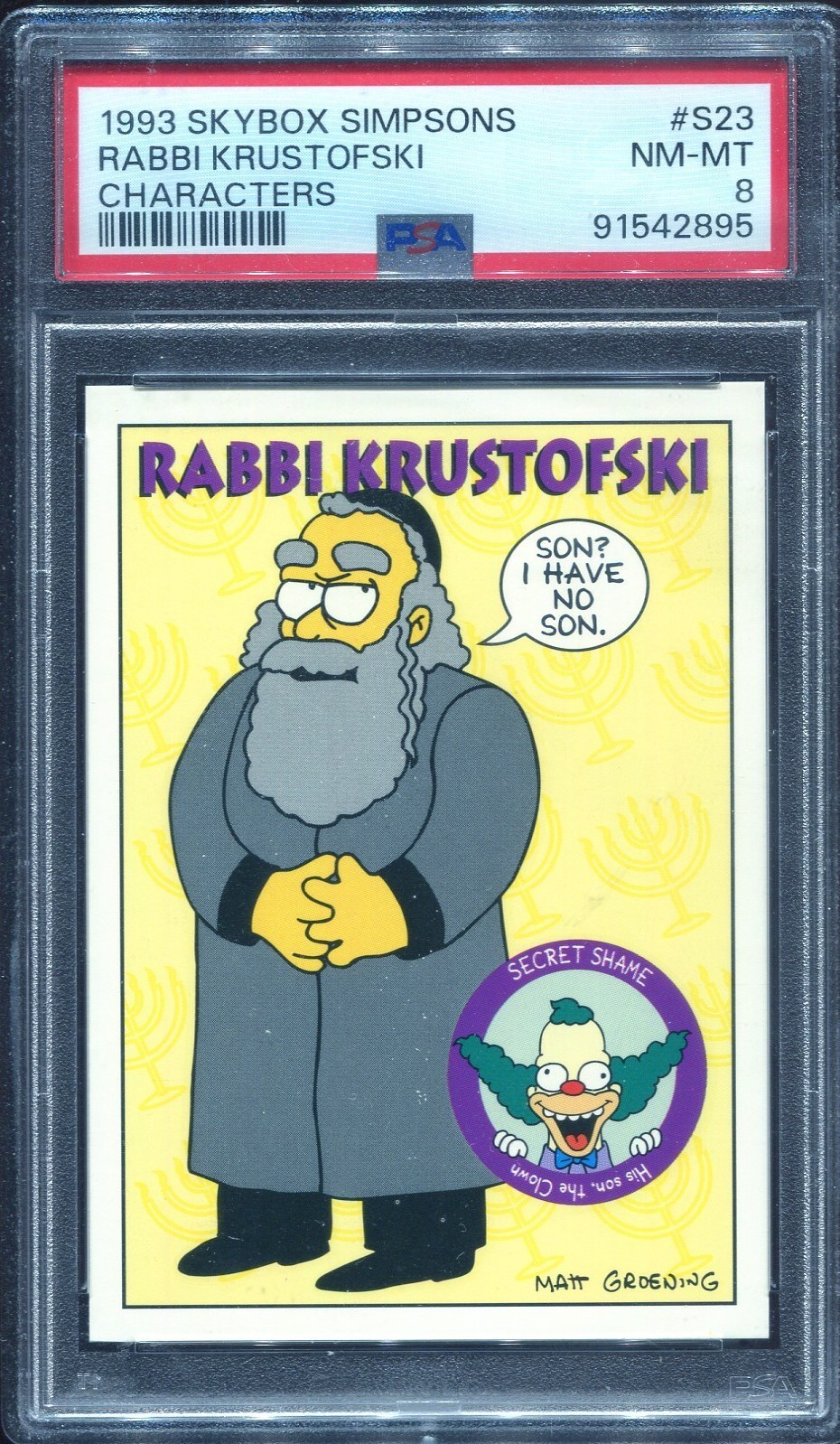 1993 Skybox Simpsons # S23 PSA 8 NM-MT Rabbi Krustofski. 
