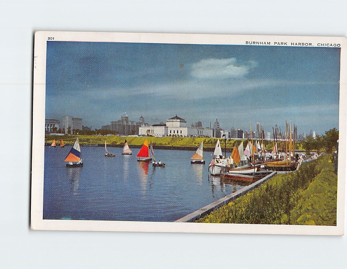 Postcard Burnham Park Harbor Chicago Illinois USA
