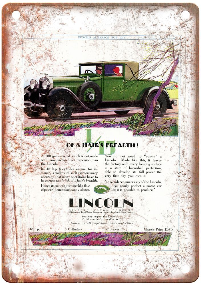 Vintage 1929 Lincoln Locke Club Roadster Auto Ad Retro Look Metal Sign A3971 Vintage 1929 Lincoln Locke Club Roadster Auto Ad Retro Look Metal Sign A3971