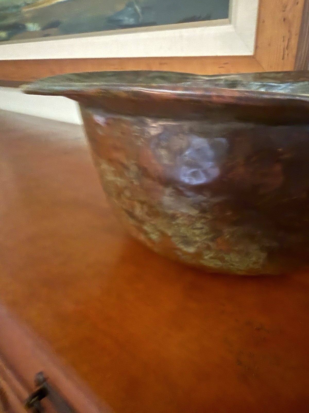 Hammered Real Copper Bowl  14.5 “ X 6” Lovely Patina Handmade In MX