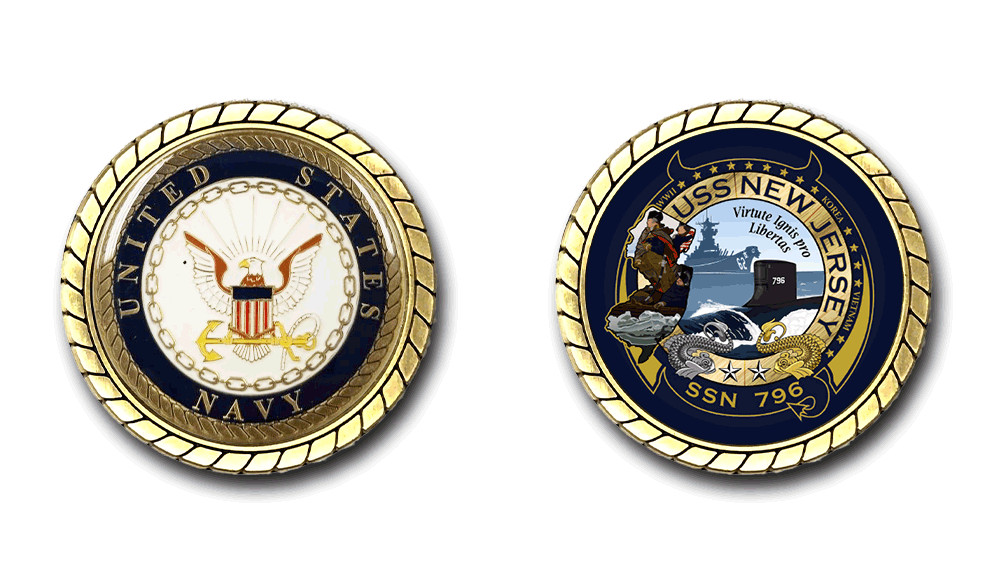 USS New Jersey SSN-796 Emblem US Navy Challenge Coin Officially Licensed