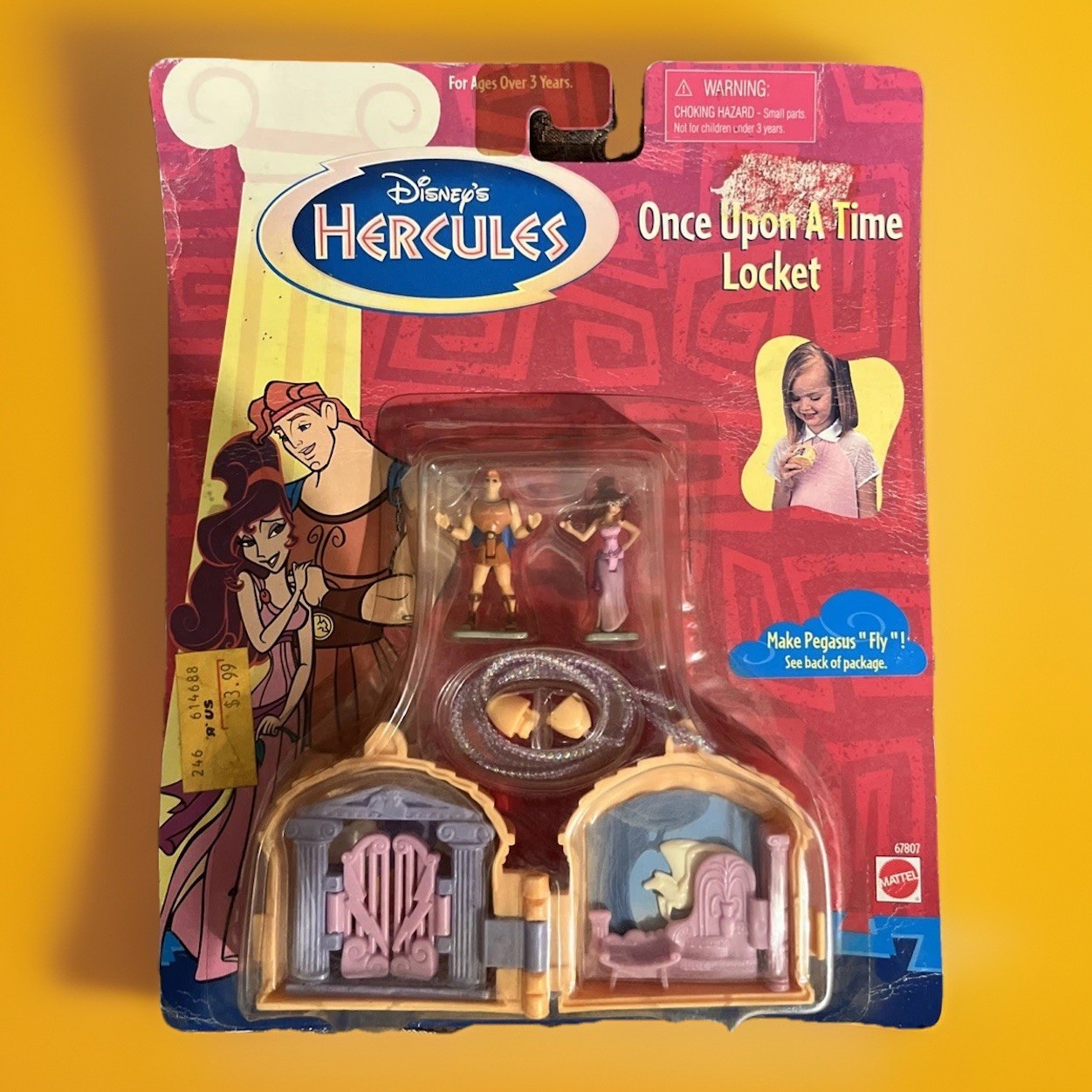 VINTAGE MATTEL DISNEY HERCULES ONCE UPON A TIME LOCKET NEW IN PACKAGE # 67807
