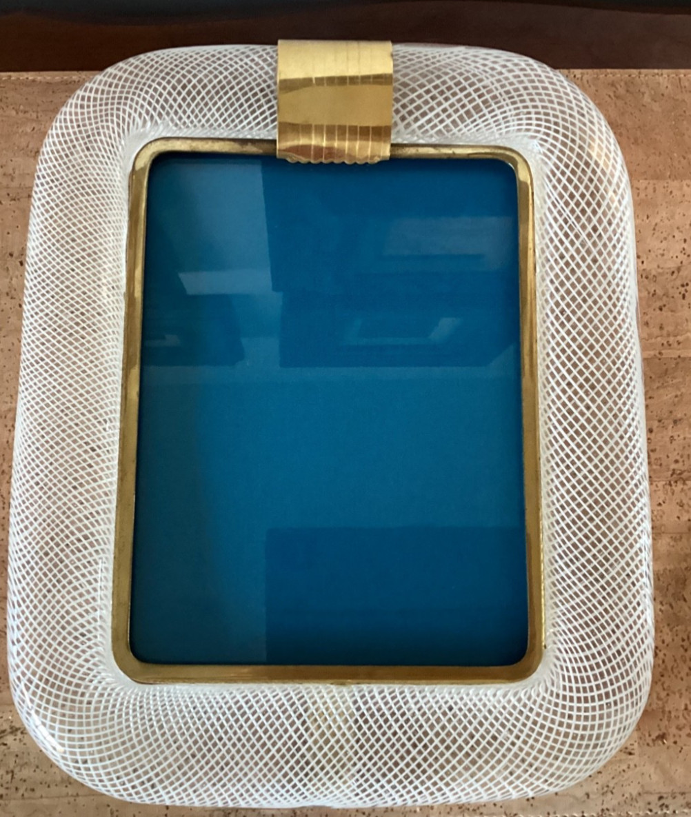 Vintage Italian Murano glass picture frame With filigree glass design 1950’s Vintage Italian Murano glass picture frame With filigree glass design 1950’s
