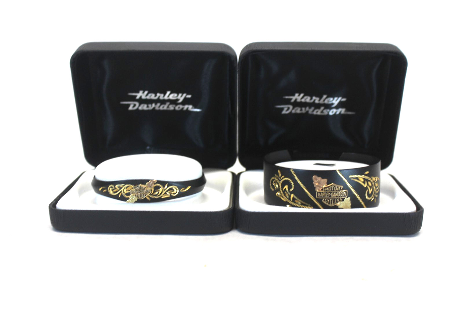 His & Hers Harley Davidson Black Hills Gold Stamper Cuff Bracelet 10k Gold