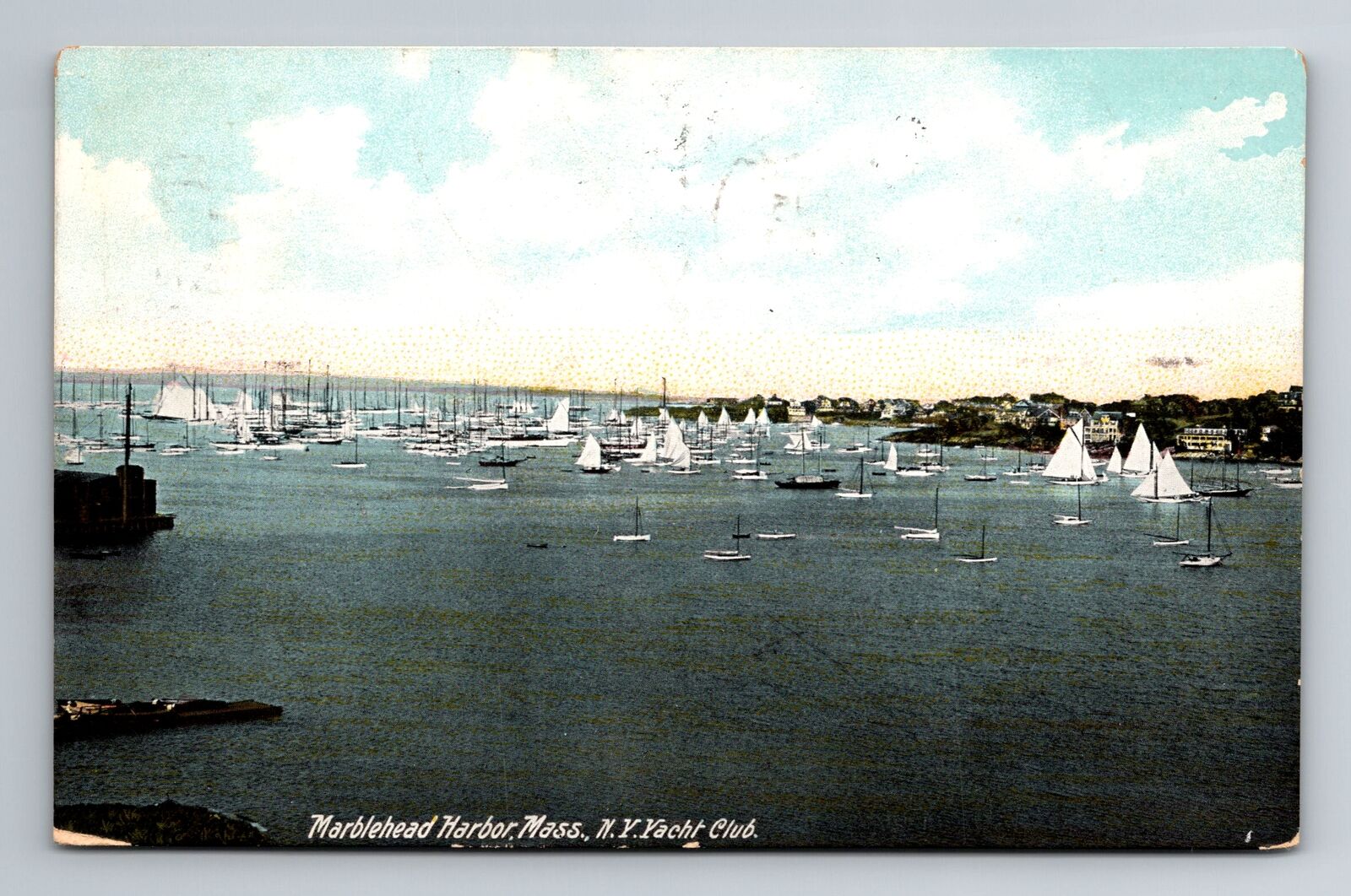 Marblehead MA-Massachusetts, Harbor And Yacht Club, Vintage c1909 Postcard