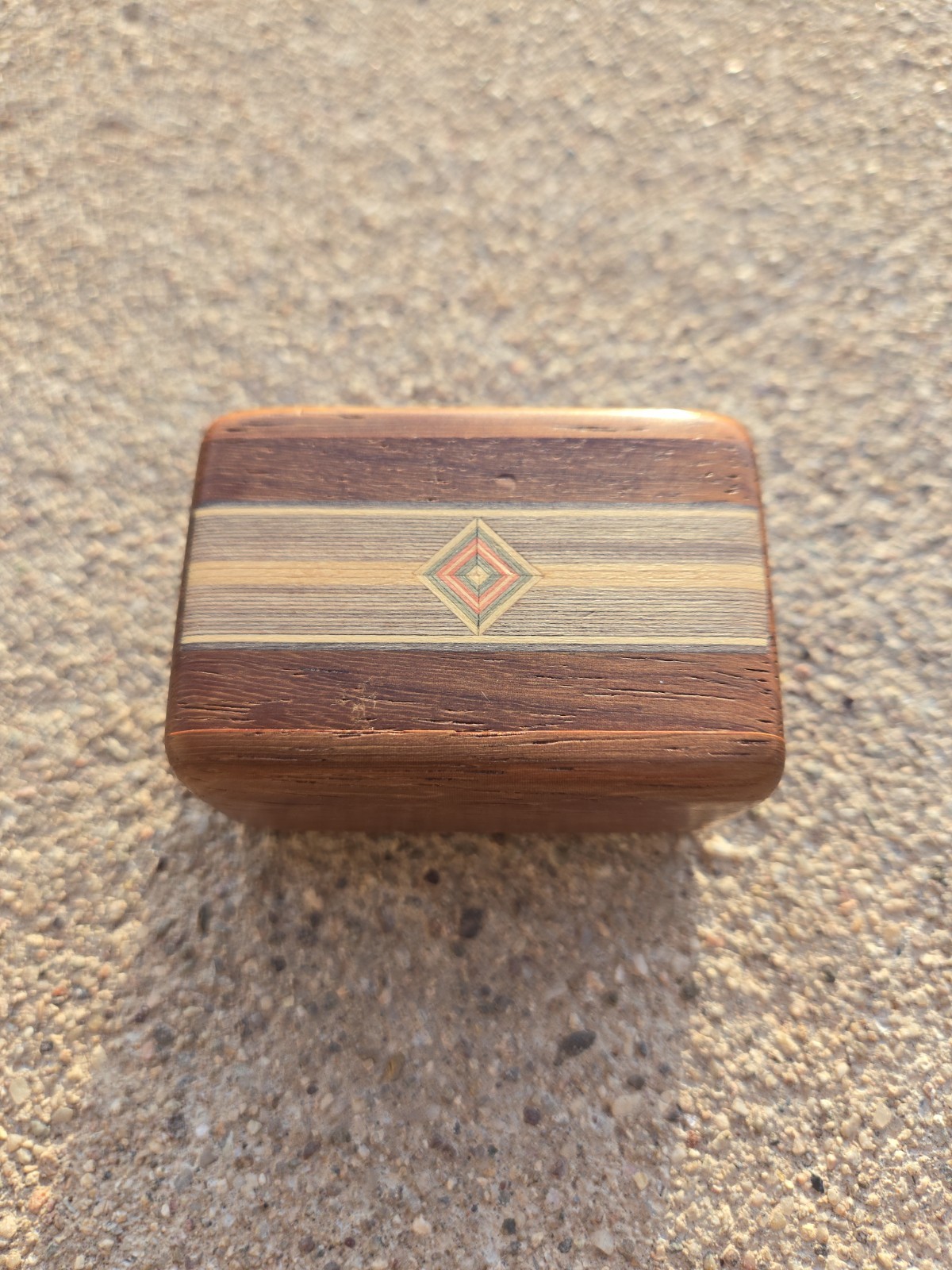 Tiny Walnut Vented Cricket Box with Sliding Lid with Ebony & Cyprus Wood Inlay