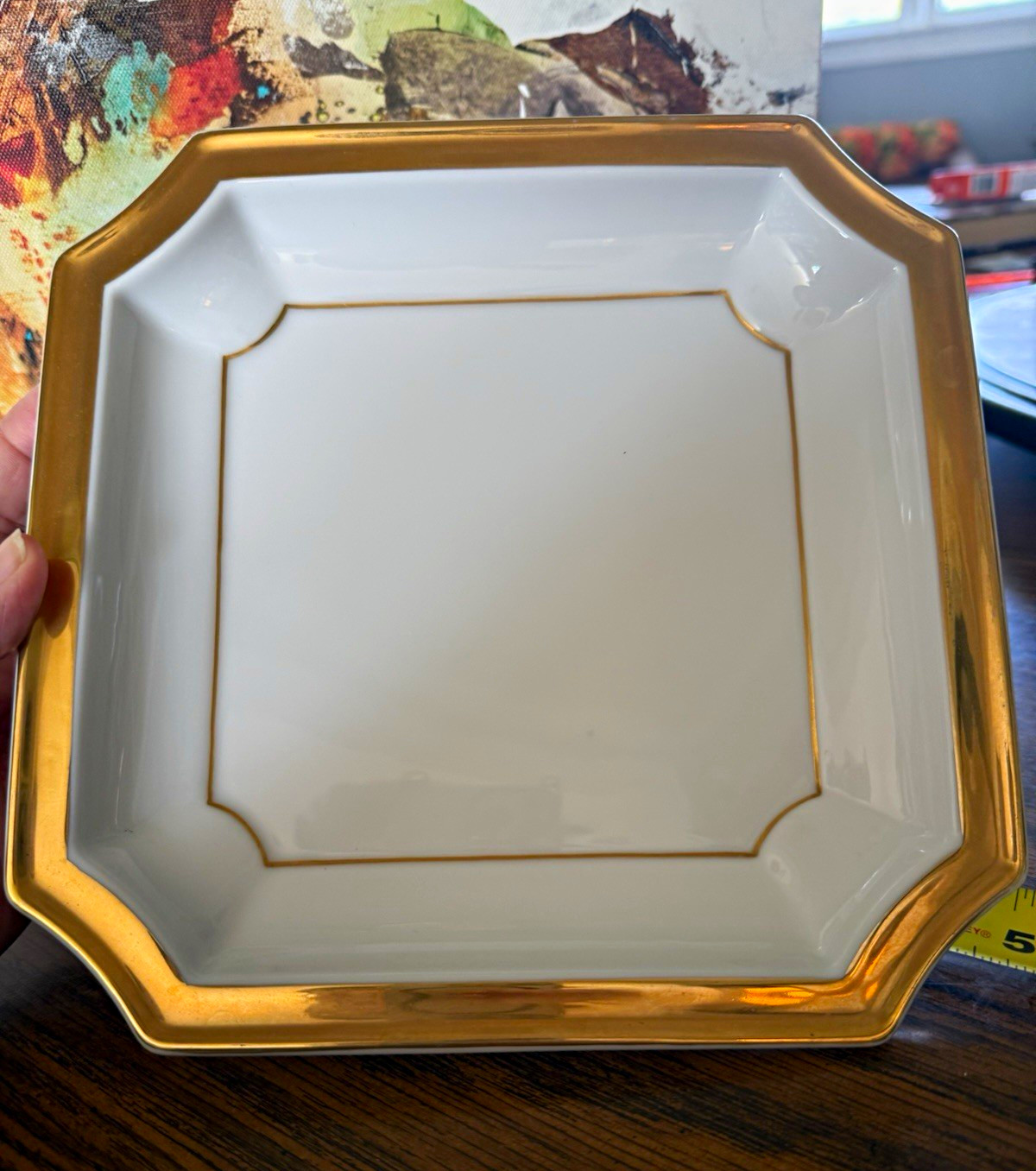 Vintage Classic Andrea by Sadek Japan Octagonal White Plate Gold Trim 8 in