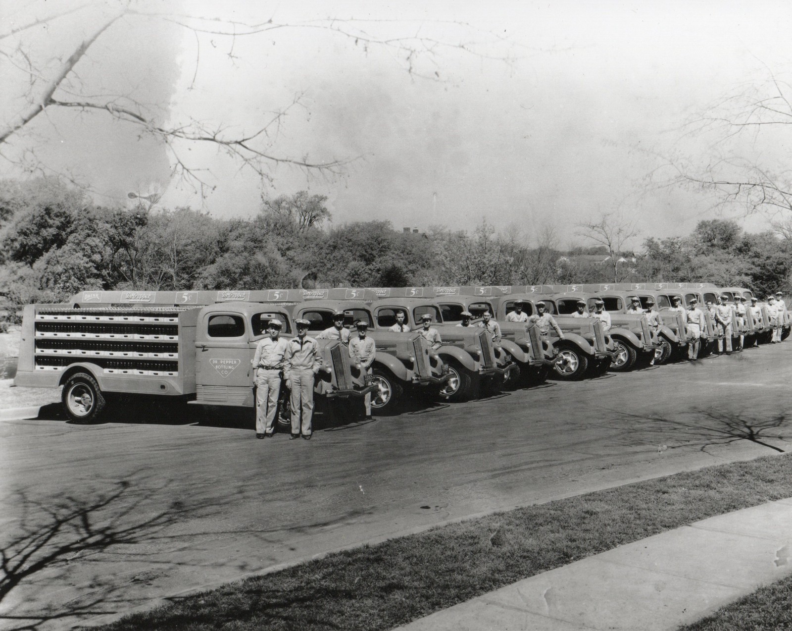 Vintage Dr Pepper Trucks & Drivers at Company Headquarters in Dallas TX Photo