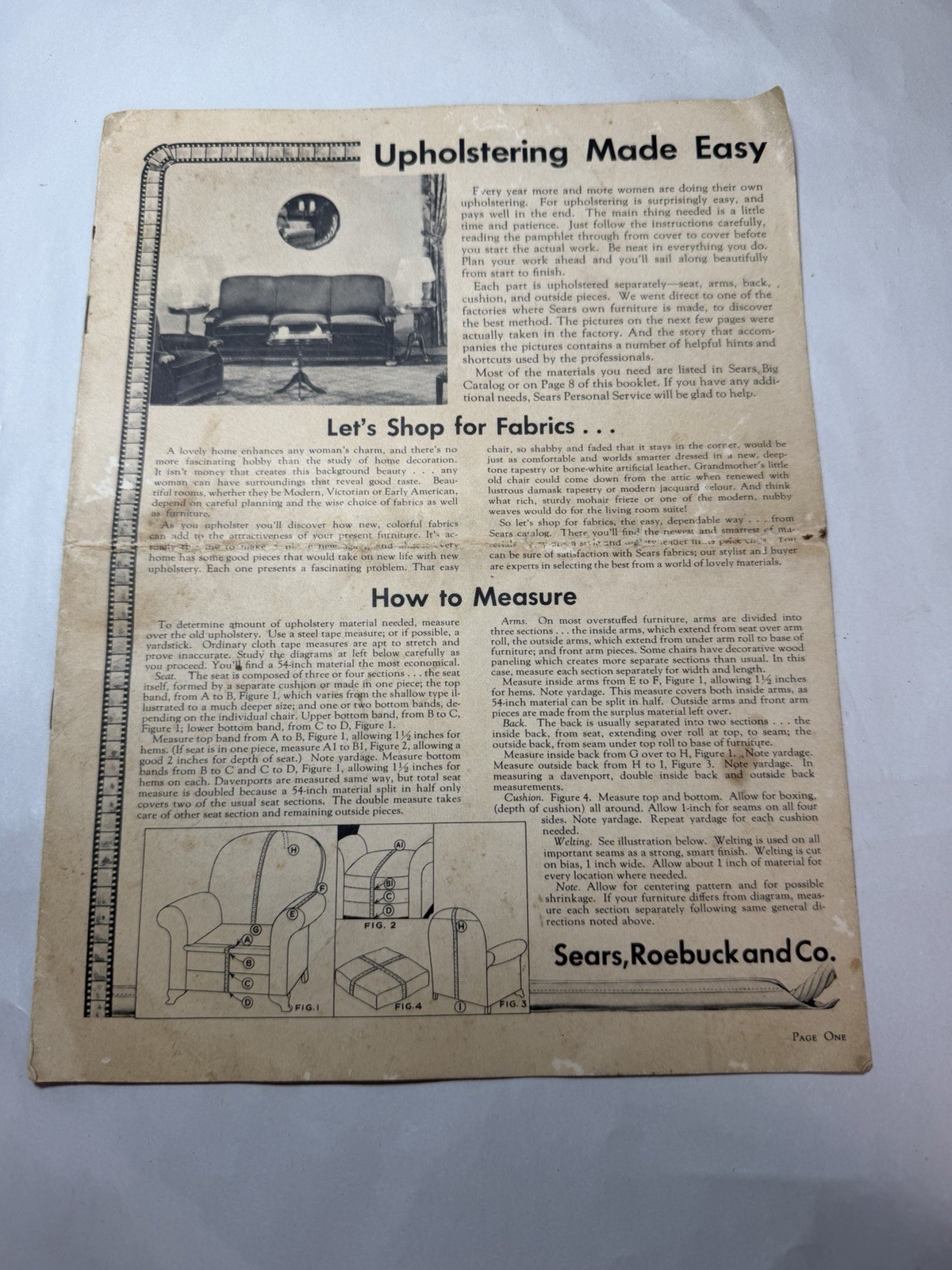 1938 Sears, Roebuck and Co. Upholstering Made Easy