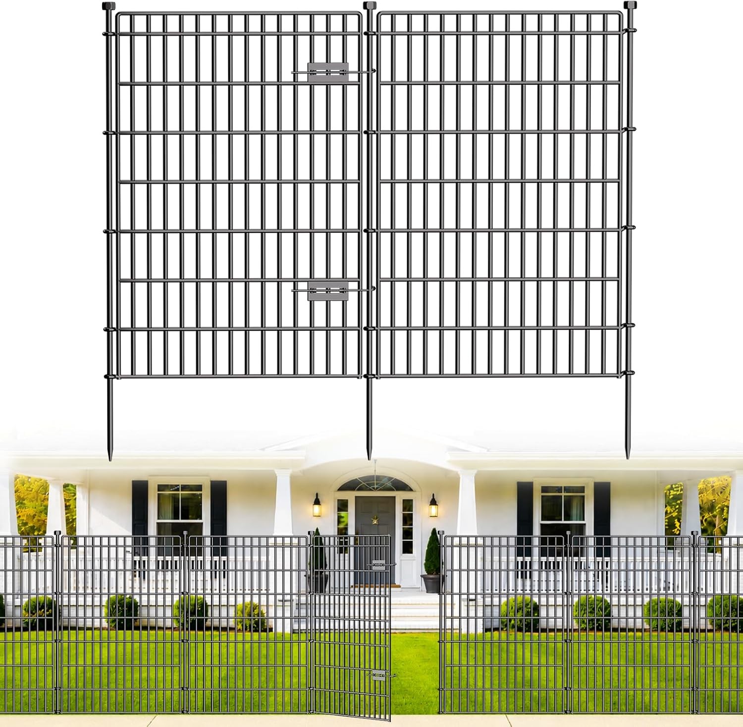 No Dig Garden Fence, Dog Fencing Outdoor for Yard, 10 Panels with Gate