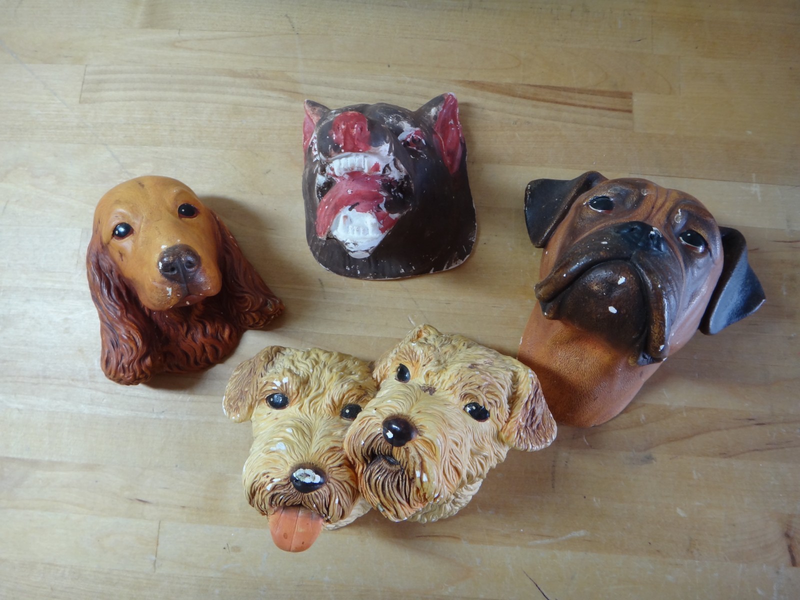 Vintage 1960\'s Bossons and Others Chalkware Dog Heads- Free S&H USA