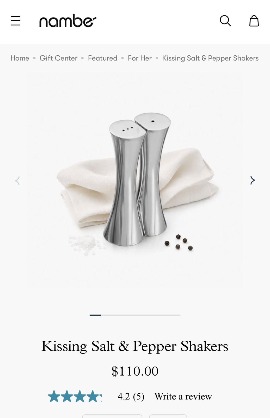 salt and pepper shakers by Nambe