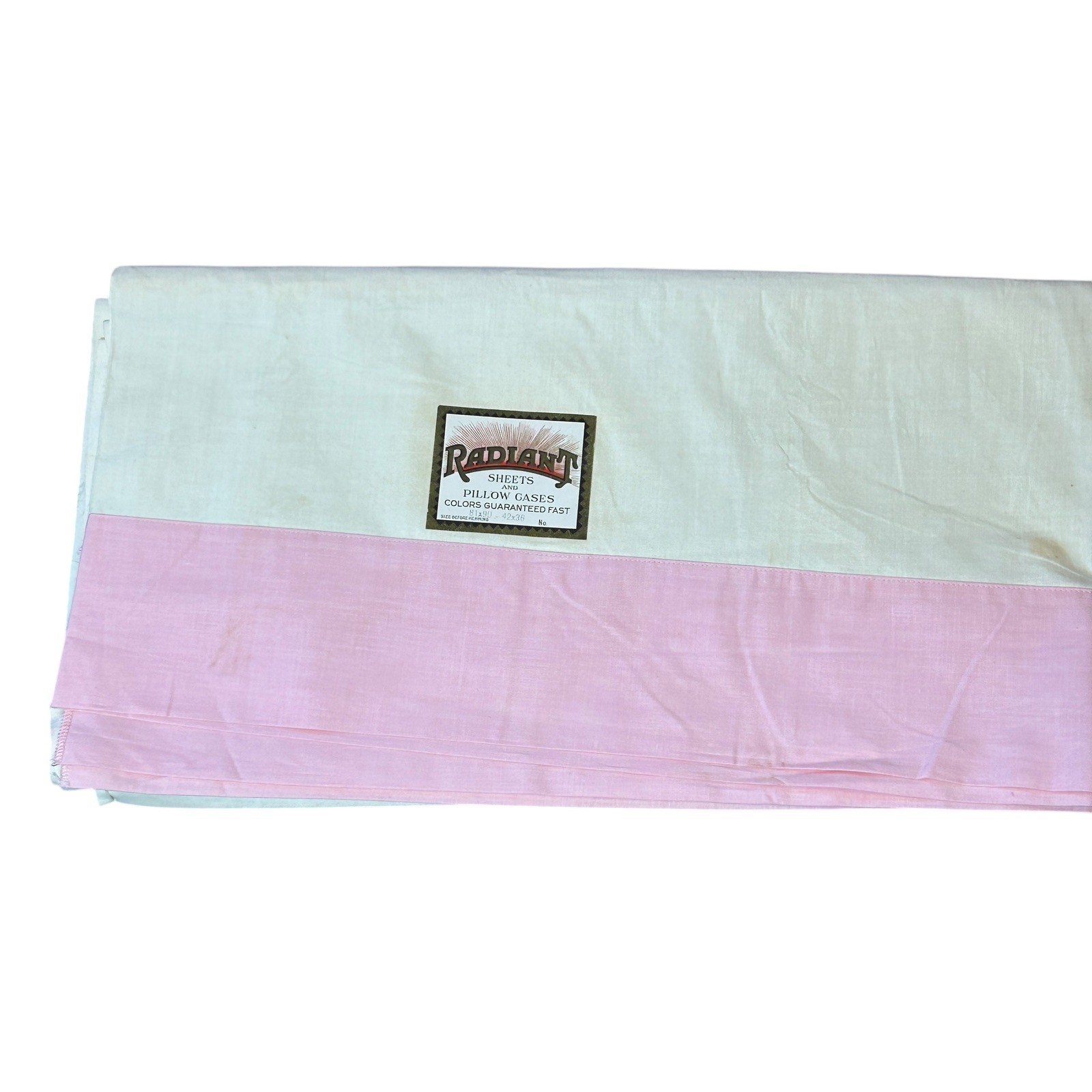 Vintage 1950s Flat Sheet Radiant White with Pink Edge  81 X 90 Torn Size NOS